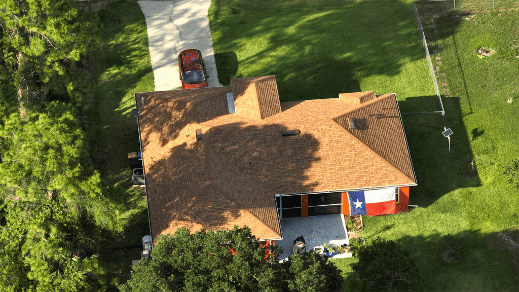 Texas home with flag and driveway